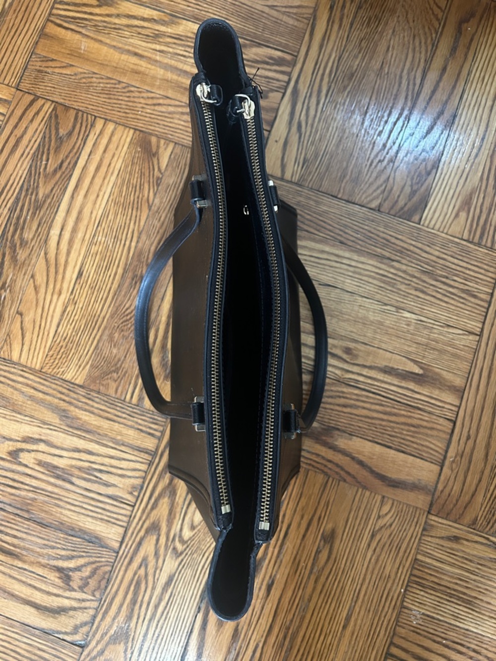 kate spade Black Leather Structured Tote with Gold Accents - Picture 9 of 9